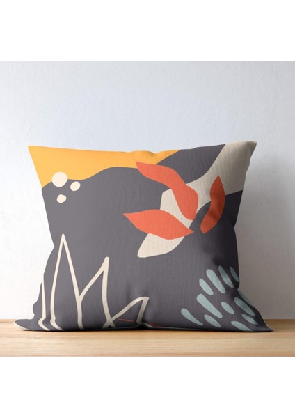 4'lü Bohem Soft Yaprak Desenli Kırlent Kılıfı,dijital Baskı 43 x 43