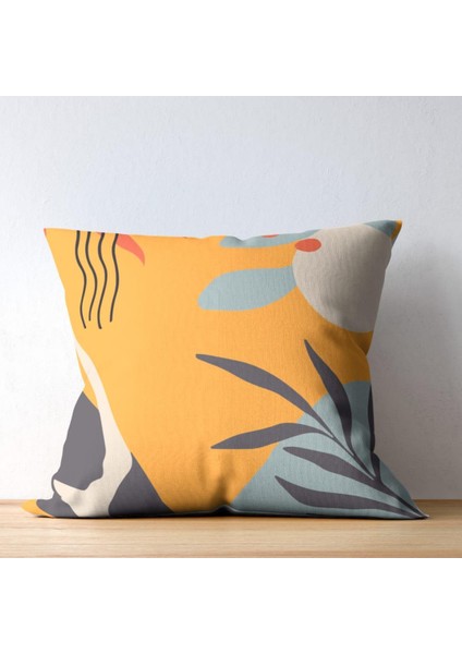 4'lü Bohem Soft Yaprak Desenli Kırlent Kılıfı,dijital Baskı 43 x 43