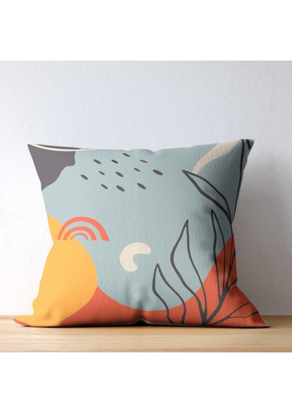 4'lü Bohem Soft Yaprak Desenli Kırlent Kılıfı,dijital Baskı 43 x 43