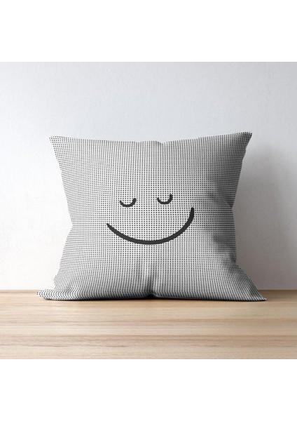 4'lü Emoji Desenli Kırlent Kılıfı Seti - Siyah Beyaz Dijital Baskı, Eğlenceli Modern Tasarım 43 x 43 modelleri