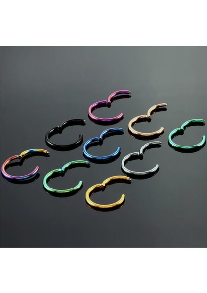 Cerrahi Çelik, 6 mm Çap, 3 Adet Gümüş Kaplama Septum Kilitili Halka Piercing Küpe Set, Kaş, Dudak, Burun, Kulak Kullanımına Uygundur