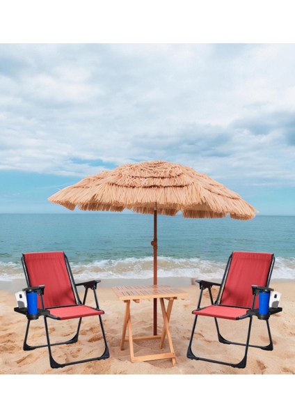 Katlanır Koltuk Piknik Sandalyesi Kamp Sandalyesi Bardaklık Plaj Koltuk 2 Adet
