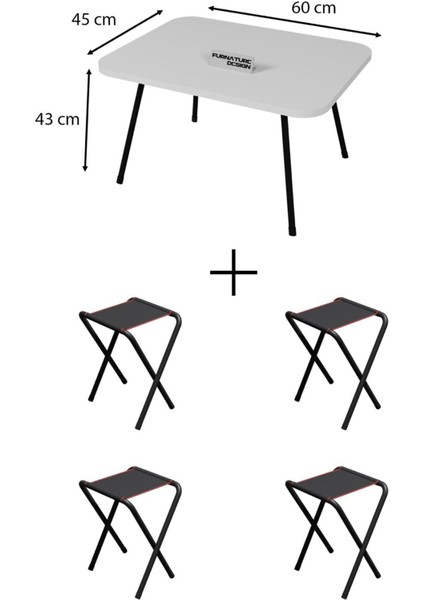 4 Adet Katlanır Kamp Taburesi Ve Katlanır Kamp Masası Seti 45x60 fiyatları