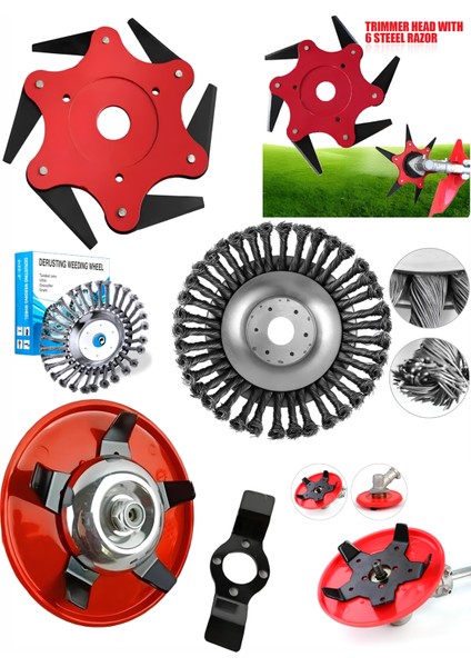 Universal Altılı Bıçak – Telli Fırça – Toprak Karıştırıcı Çim Kesici 3’lü Set