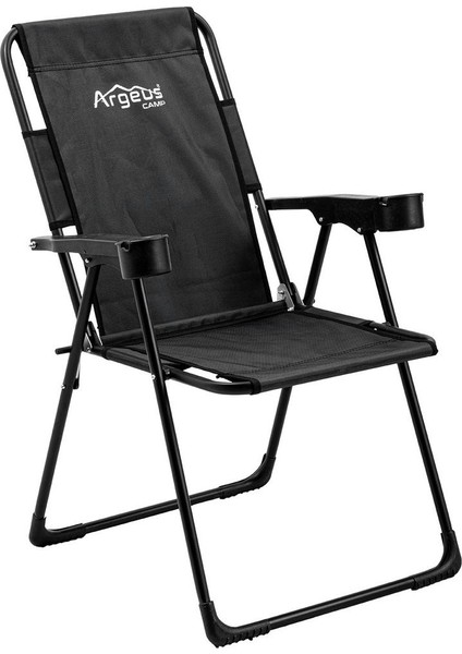 Katlanabilir Kamp Sandalyesi - Rest - Bardaklıklı - Argeus - Siyah