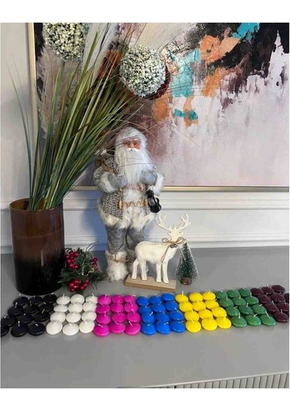 Iv Blue Purple 30 Adet Beyaz Minimal Suda Yüzen Mum