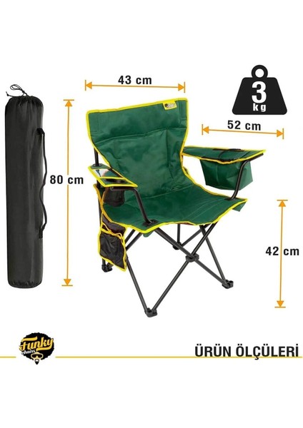 Fc Cool Ice Petrol Yeşili/Sarı Lüks Kamp Sandalyesi