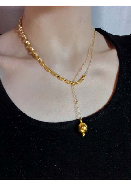 Altın Kaplama Inci Sallantılı Zincir Kolye, Asansörlü Ayarlanabilir Altın Inci Kolye, Inci Kolye, Incili Kolye, Barok Inci Kolye, Choker Inci Kolye, Kadın Inci Kolye, Zincir Kolye
