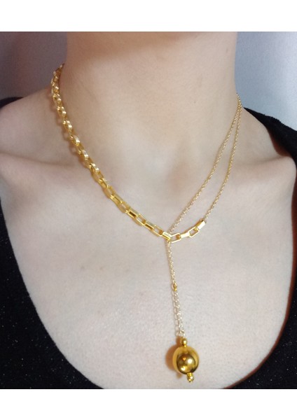 Altın Kaplama Inci Sallantılı Zincir Kolye, Asansörlü Ayarlanabilir Altın Inci Kolye, Inci Kolye, Incili Kolye, Barok Inci Kolye, Choker Inci Kolye, Kadın Inci Kolye, Zincir Kolye