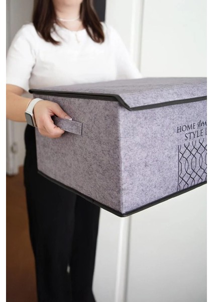 Elegance Keçe Kapaklı Baza Kutu Hurç Organizer | Eşyalarınızı Düzenleyin 50X40X19CM
