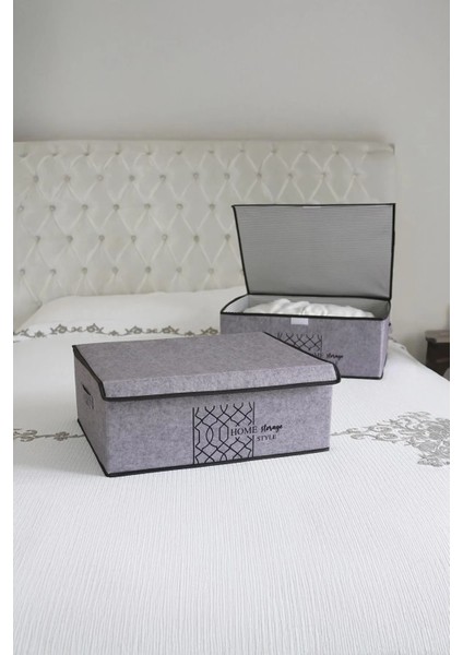 Elegance Keçe Kapaklı Baza Kutu Hurç Organizer | Eşyalarınızı Düzenleyin 50X40X19CM indirimleri