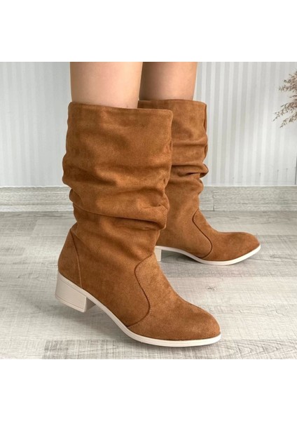 Jolin Taba Süet Topuklu Çizme