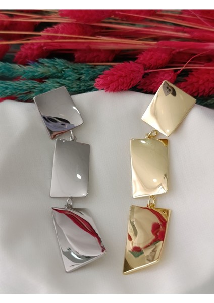 Büyük Sarkıt Küp Metal Silver Küpe modelleri