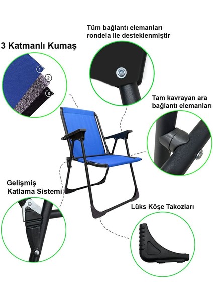Tek Kişilik Mavi Natura Kamp Sandalyesi Katlanır Piknik Sandalye Dikdörtgen Bardaklıklı Mavi Tekli fiyatları