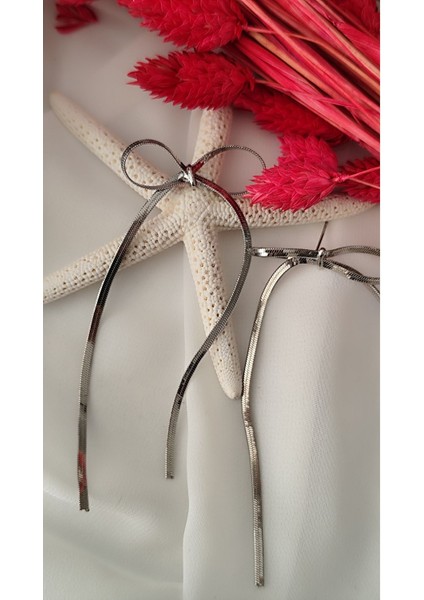 Balık Sırtı Fiyonk Metal Silver Küpe