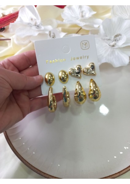 Gold 6 Li Küpe Seti
