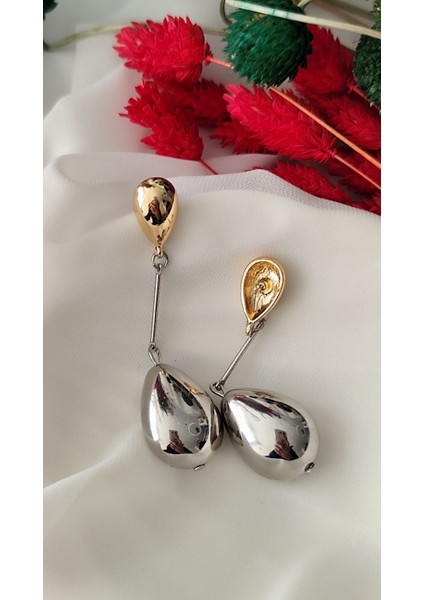 Damla Metal Silver Gold Küpe fiyatları
