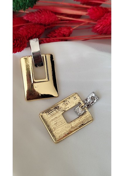 Pencereli Metal Silver Küpe