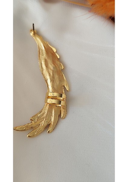 Tek Kulak Kanat Metal Gold Küpe modelleri