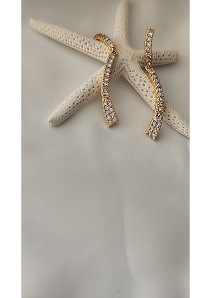 Zirkon Taşlı Sarkıt Metal Gold Küpe fiyatları