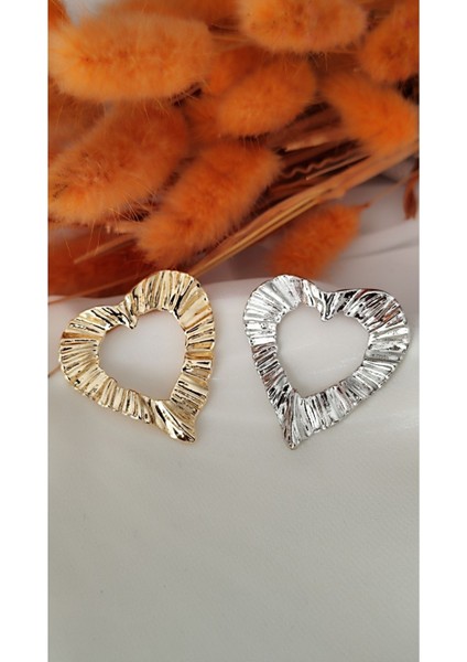 Büzme Kalp Metal Silver Küpe modelleri
