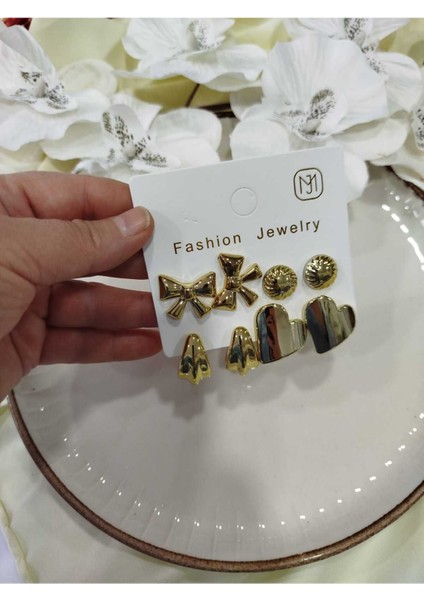 Gold 6 Li Küpe Seti modelleri