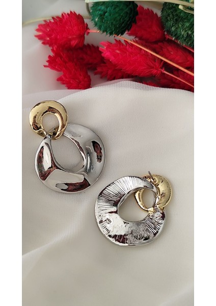 Çift Halka Metal Silver Gold Küpe fiyatları