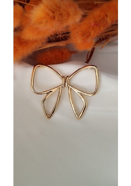 Yarım Kelebek Metal Gold Küpe