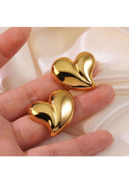 Dolgulu Kalp Metal Gold Küpe fiyatları