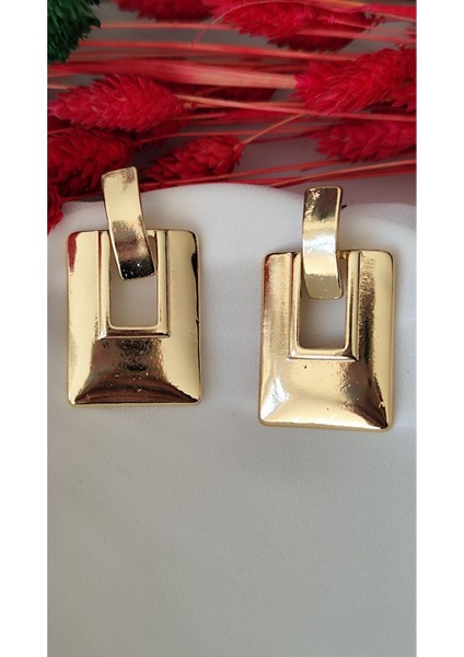 Pencereli Metal Silver Küpe