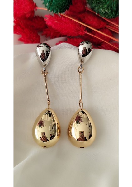 Damla Bottega Metal Silver Gold Küpe