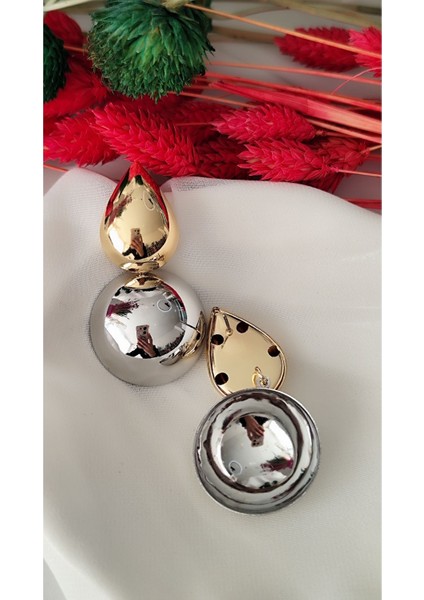 Damla Iki Parça Metal Gold Silver Küpe fiyatları