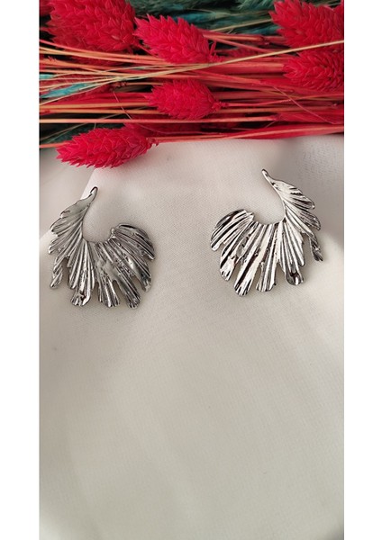Kanat Metal Silver Küpe