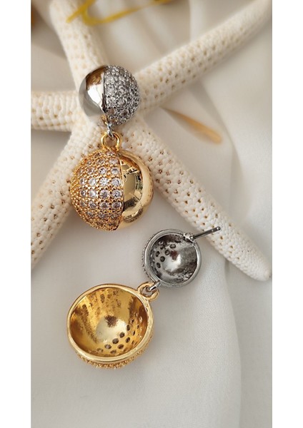 Zirkon Çift Top Metal Gold Küpe fiyatları