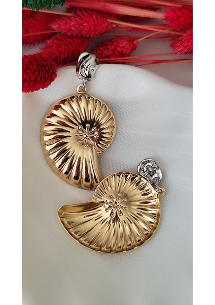 Salyangoz Iki Parça Metal Gold Silver Küpe fiyatları