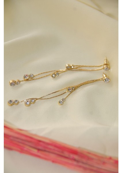 Zirkon Sarkıt Damla Metal Gold Küpe fiyatları
