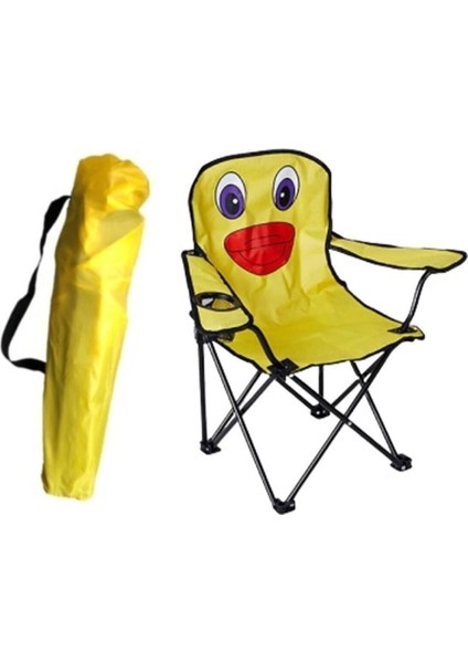 Metal Çocuk Katlanır Kamp Plaj Sandalyesi Civciv Sarı Taşıma Çantalı 1 kg Çocuk Kamp Sandalyesi Sar