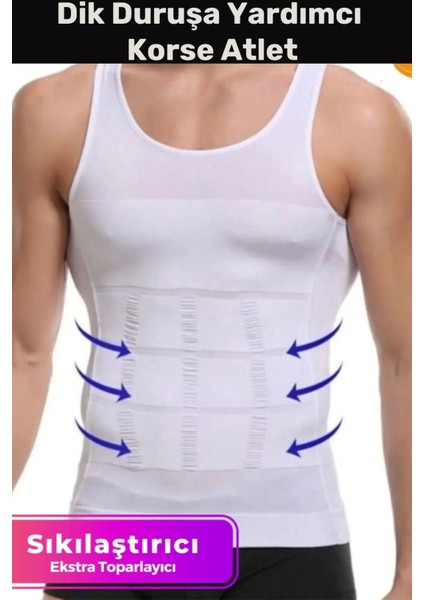 Premium Erkek Seri Göğüs Dik Duruş Jinekomasti Toparlayıcı Extra Göbek Korse Atlet