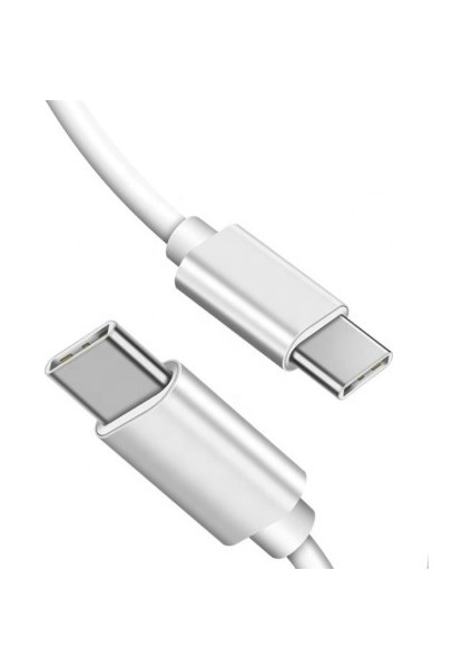 Samsung Xiaomi Oppo Reeder Huawei Uyumlu Type C To Type C Hızlı Şarj Kablosu Beyaz 1metre Kablo