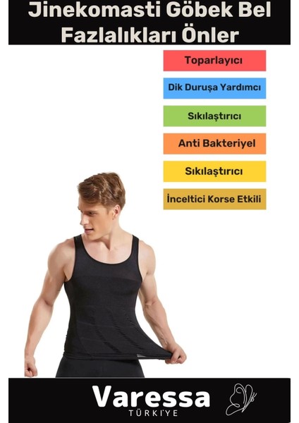 Premium Erkek Seri Göğüs Dik Duruş Jinekomasti Toparlayıcı Extra Göbek Korse Atlet fiyatları