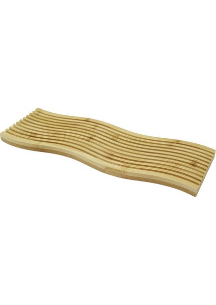 Dalgalı Kenar Çift Taraf=düz - Dalgalı Oyuk Kanallı Ahşap Bambu Sunum Tepsi 15 - TGR9122-1946