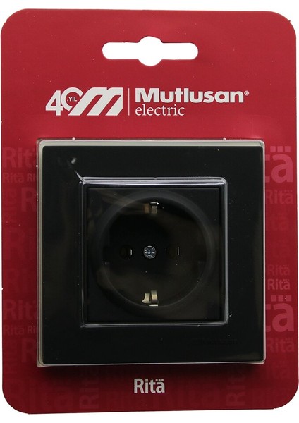 Mutlusan RİTA-2220 600 0284B Blisterli - Kartlı Siyah - Topraklı Priz Çerçeve - TGR9828-3094