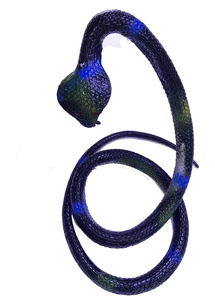 Siyah Renk Gerçekçi Kobra Model Silikon Yumuşak Yılan 80 cm - TGR3947-8836