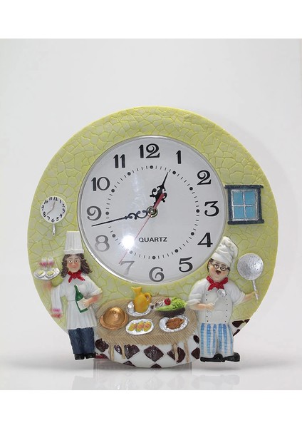 Duvara Asmalı Aşcı Tasarımlı Polyester Saat ALK1543 - TGR3003-2423