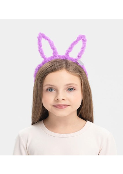 LED Işıklı Peluş Pofuduk Tavşan Kulak Tavşan Taç Lila 17X23 cm (4767) - TGR4684-3672