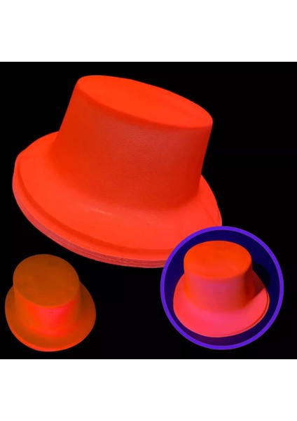 Neon Partisi Turuncu Renk Plastik Fötr Şapka - TGR9169-8788