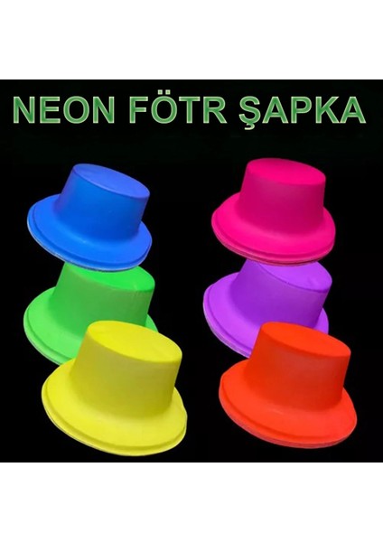 Neon Partisi Turuncu Renk Plastik Fötr Şapka - TGR9169-8788