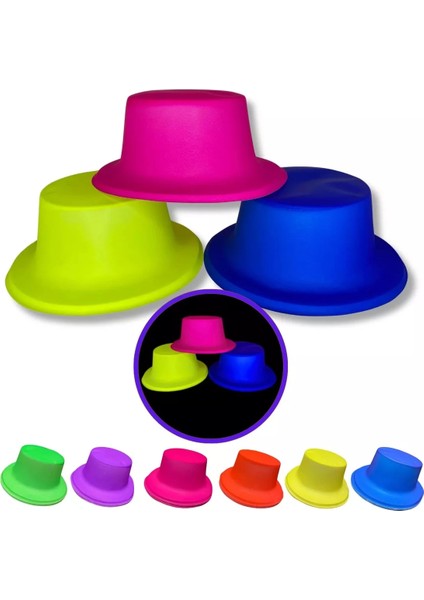 Neon Partisi Turuncu Renk Plastik Fötr Şapka - TGR9169-8788