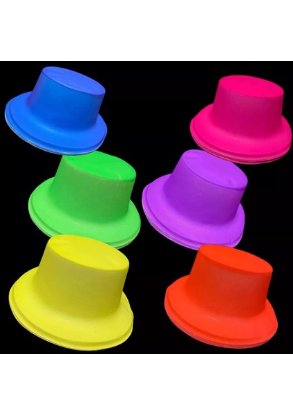 Neon Partisi Turuncu Renk Plastik Fötr Şapka - TGR9169-8788