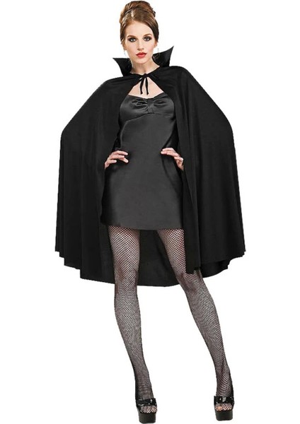 Siyah Renk Yakalı Halloween Pelerini 90 cm - TGR9519-4595